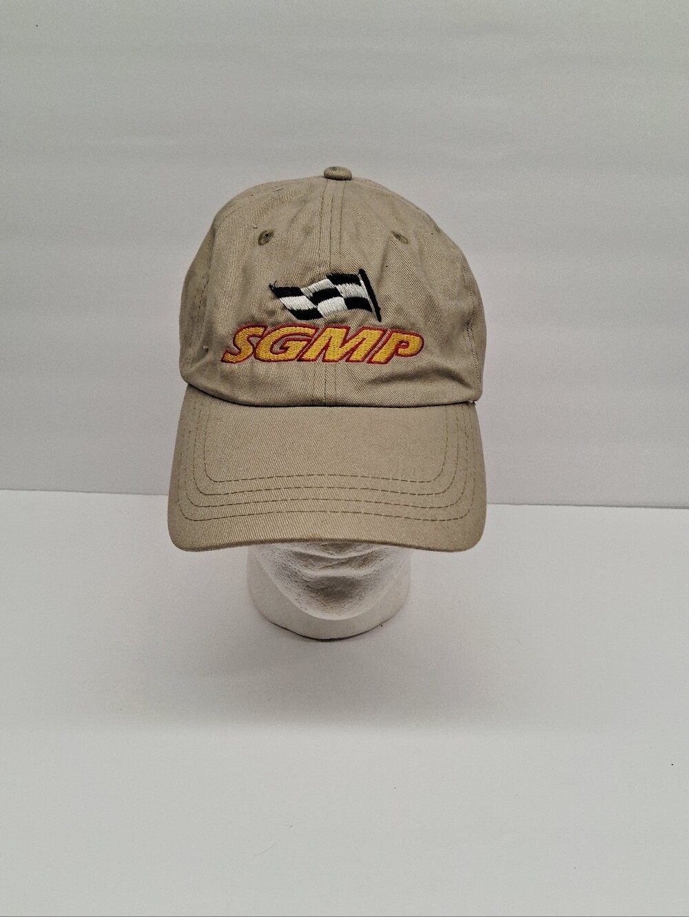 SGMP Khaki Tan Adjustable Metal Slide Strap Embroidered Logo Hat OSFA